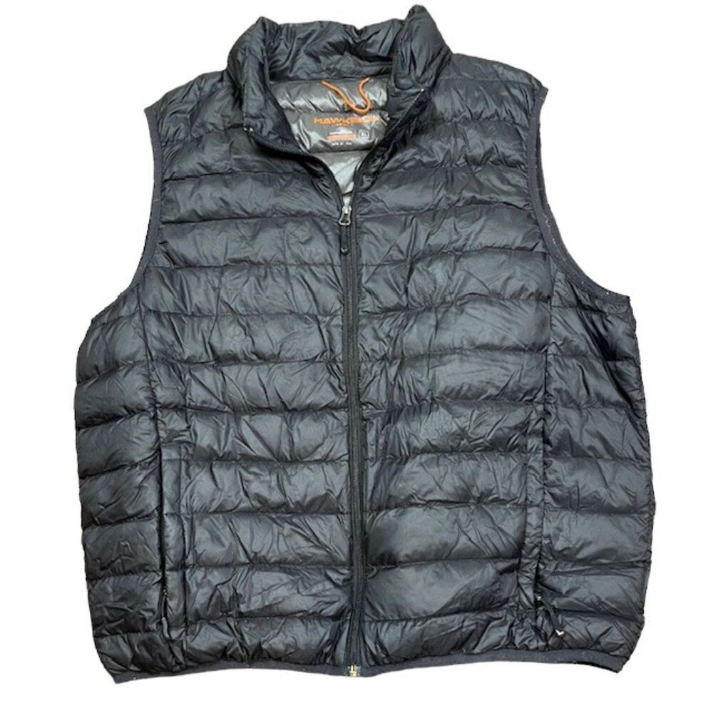 Hawke & Co Duck Down Puffer Vest Charcoal Black Zip Up Pockets Men's Size XL